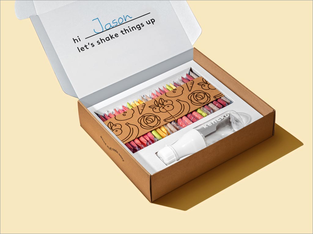 Kencko水果蔬菜速食冰沙固體飲料包裝設(shè)計(jì)之開(kāi)盒展示效果